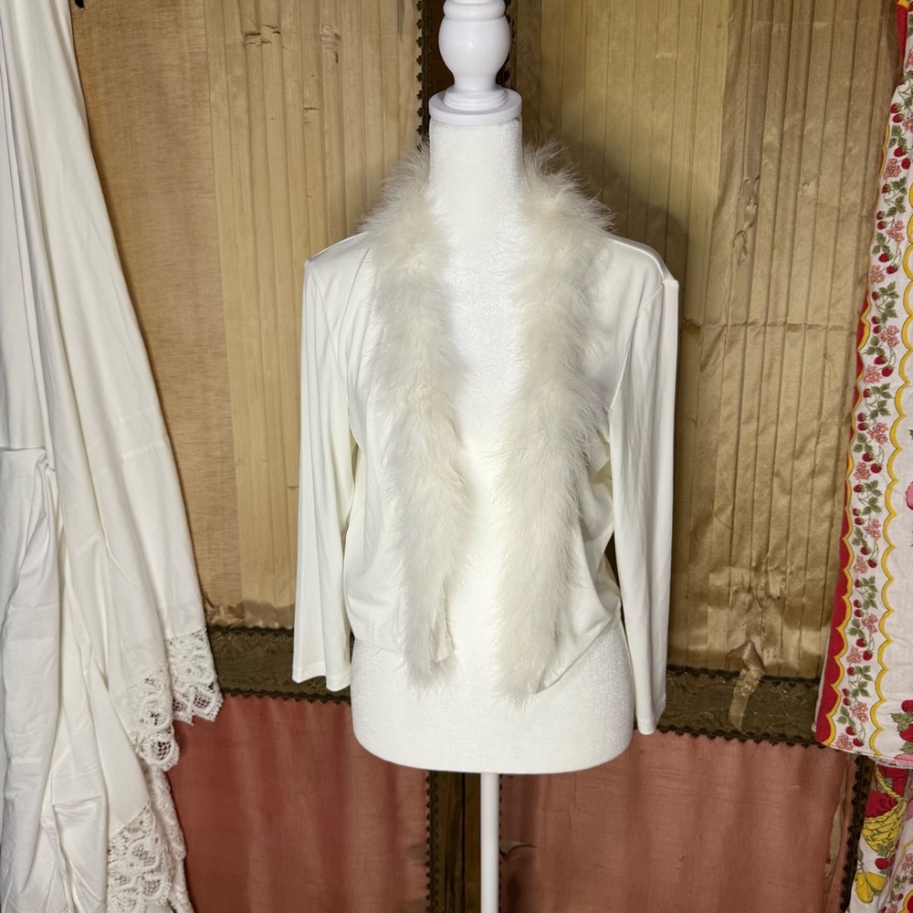 Calvin Klein Cream Cardigan with Faux Fur